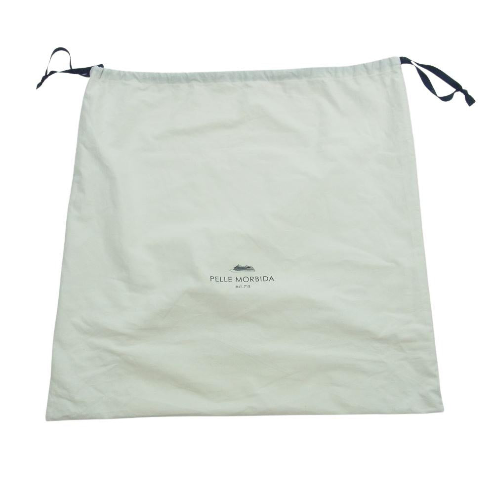 PELLE MORBIDA ペッレモルビダ PMO-CSMB026SN  牛革 カウレザー 被せ付き ボストンバッグ トートバッグ ブラック系【極上美品】【中古】