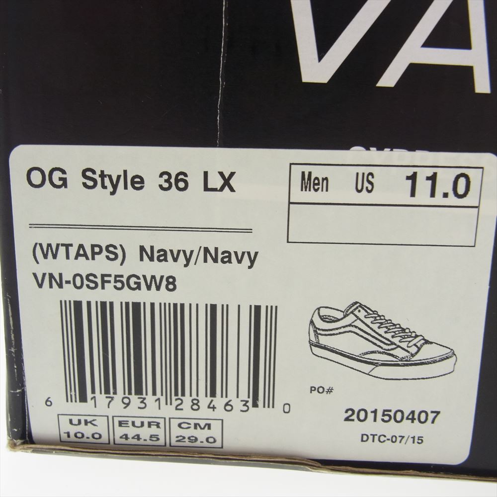 WTAPS ダブルタップス 15AW 152BWVND-FWM03S × VANS ヴァンズ OG Style 36 LX スニーカー ネイビー系 29cm【中古】