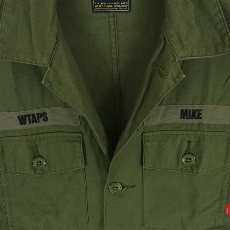 WTAPS ダブルタップス 17SS 171WVDT-SHM01 BUDS LS SHIRT COTTON SATIN 長袖 ワーク シャツ カーキ系 2【中古】