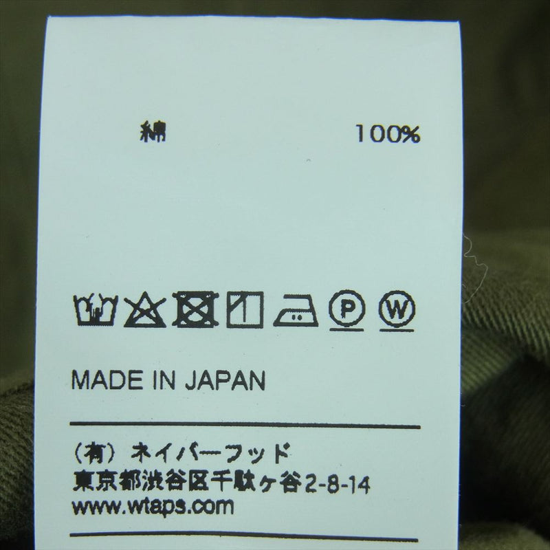 WTAPS ダブルタップス 17SS 171WVDT-SHM01 BUDS LS SHIRT COTTON SATIN 長袖 ワーク シャツ カーキ系 2【中古】