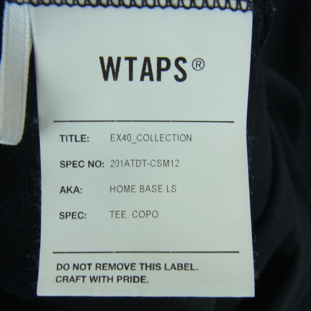 WTAPS ダブルタップス 20SS 201ATDT-CSM12 HOME BASE LS TEE ホームベース ロングスリーブ 長袖 Tシャツ ロンT カットソー ブラック系 03【中古】