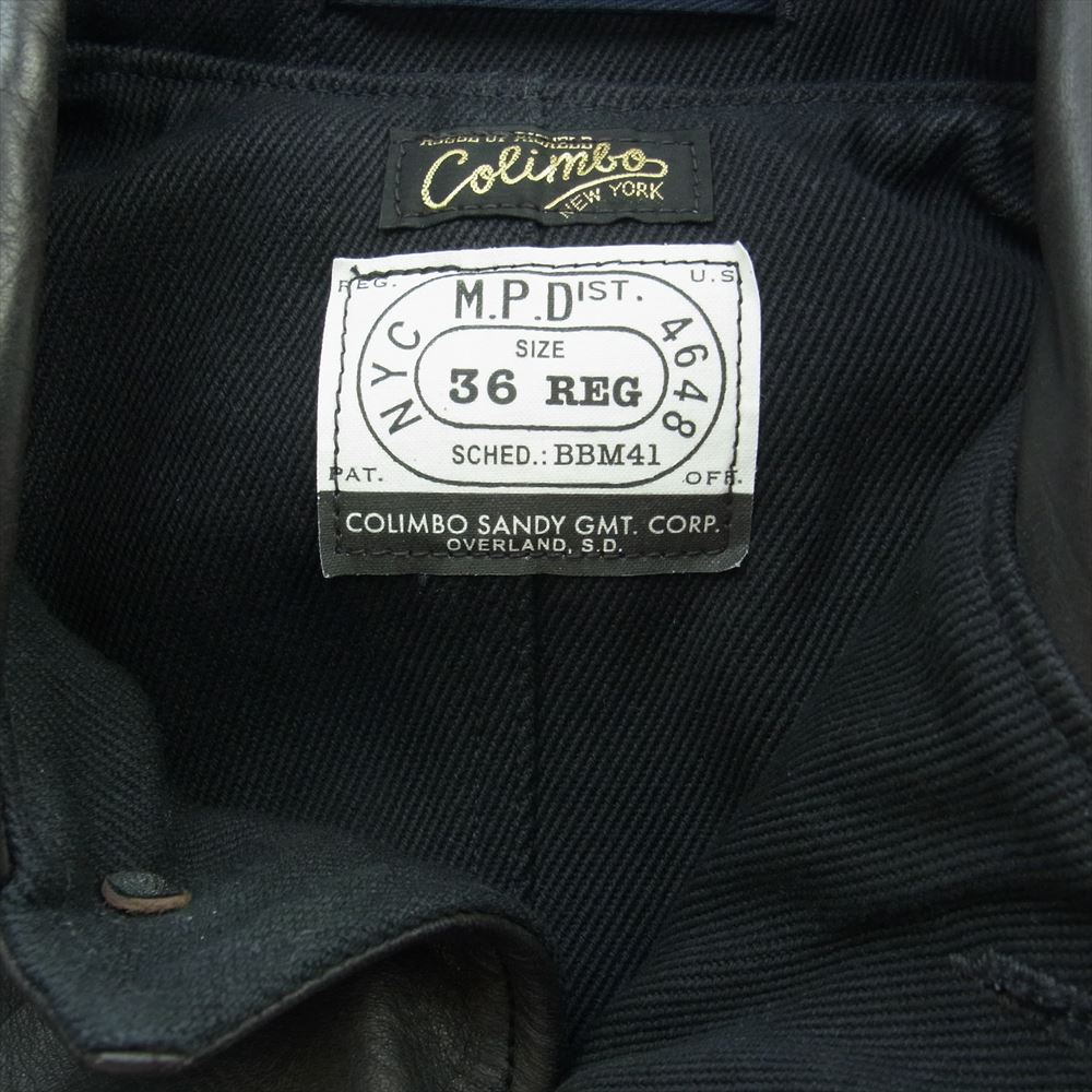 COLIMBO コリンボ STOCKMANS LEATHER COAT ストックマンズ ホースハイド レザー カーコート ブラック系 36【美品】【中古】
