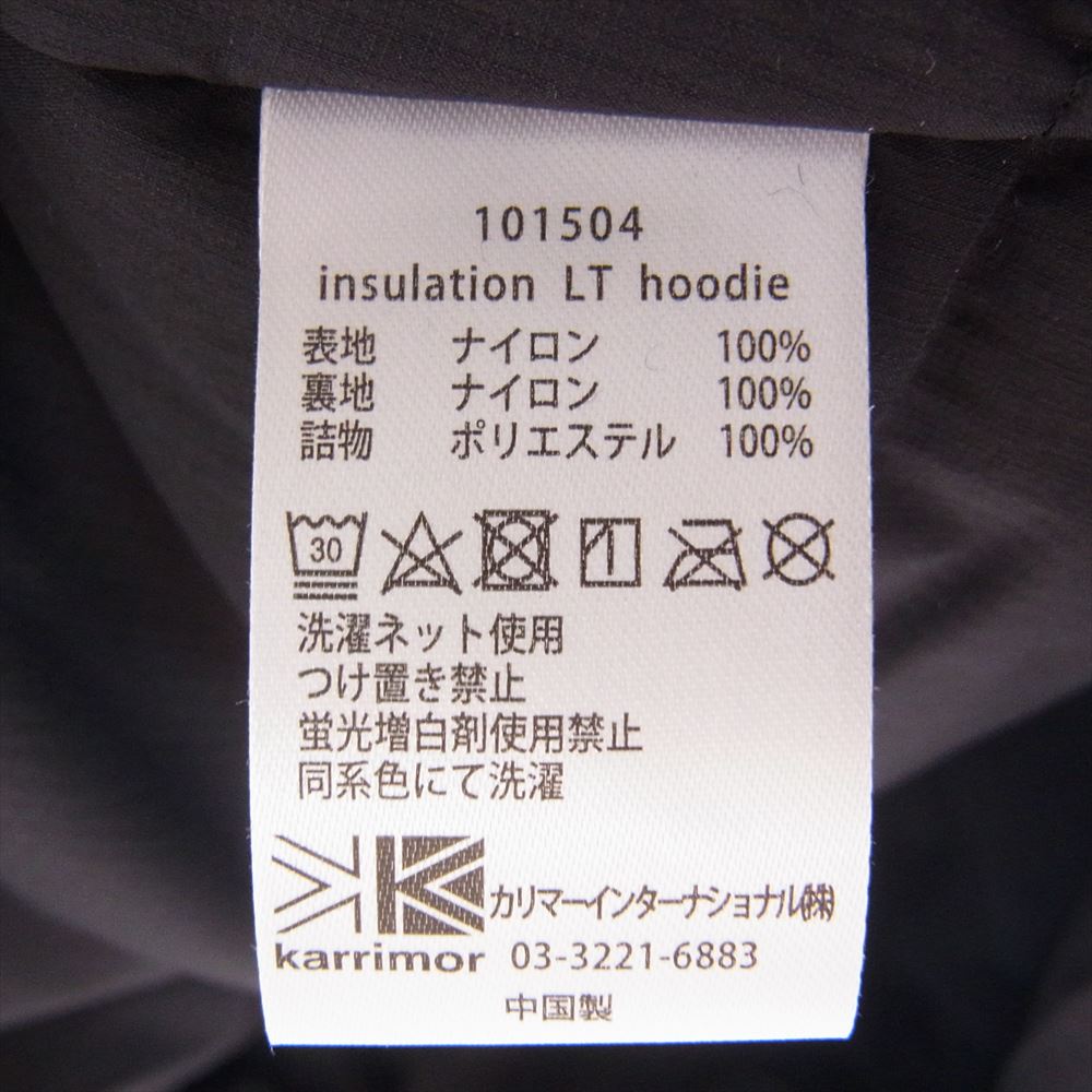 Karrimor カリマー 101504 insulation LT hoodie インサレーション LT フーディ 中綿プリマロフト ジャケット ブラック系 S【極上美品】【中古】