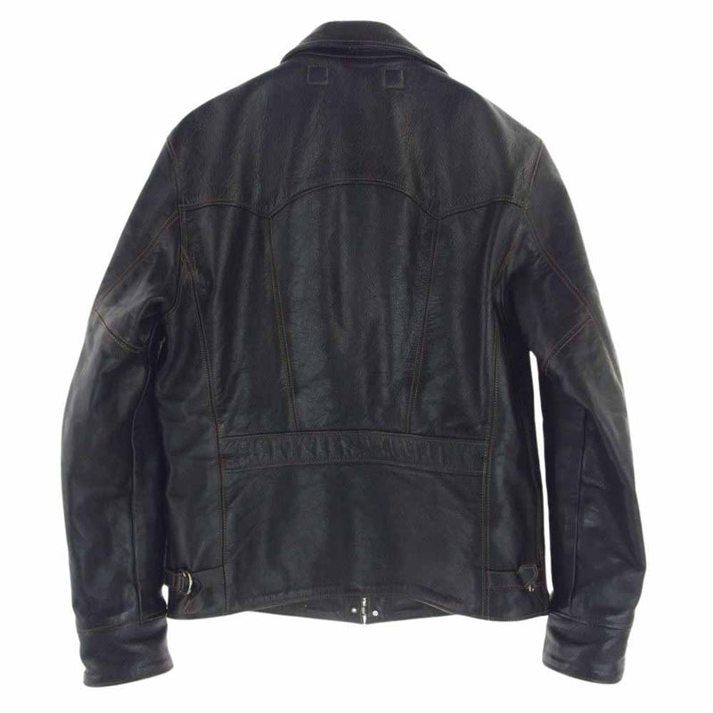 レインボーカントリー WALDES社製ジップ Horsehide Sports Jacket ホースハイド スポーツ ジャケット 馬革 レザー シングルライダース ジャケット ブラック系 38【中古】