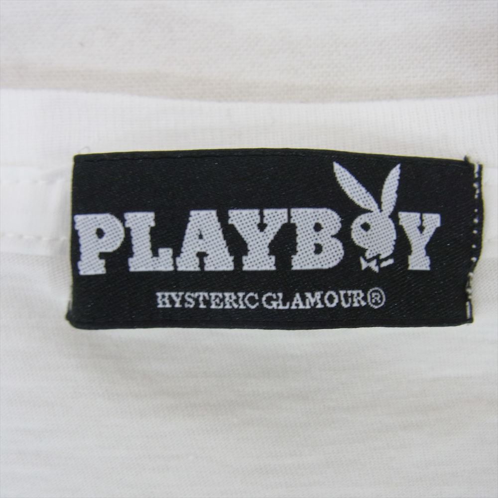 HYSTERIC GLAMOUR ヒステリックグラマー 1152CT02 × PLAY BOY プレイボーイ ロゴプリント 半袖 Tシャツ カットソー ホワイト系 FREE【中古】