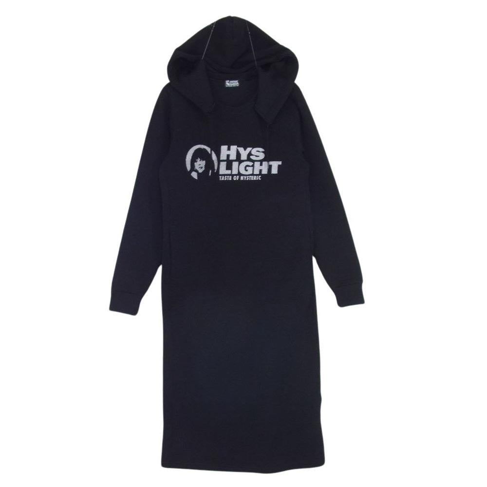 HYSTERIC GLAMOUR ヒステリックグラマー 01191CO04 HYS LIGHT ニット フード付き ワンピース ブラック系 FREE【中古】