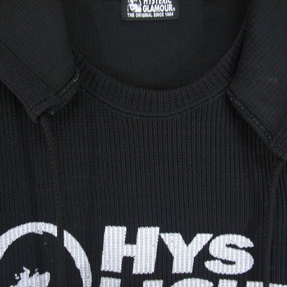 HYSTERIC GLAMOUR ヒステリックグラマー 01191CO04 HYS LIGHT ニット フード付き ワンピース ブラック系 FREE【中古】