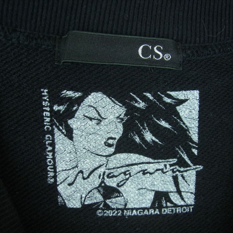 HYSTERIC GLAMOUR ヒステリックグラマー 05223CS03 STRONGER THAN YOURS BACK ショート スウェット ブラック系 FREE【中古】