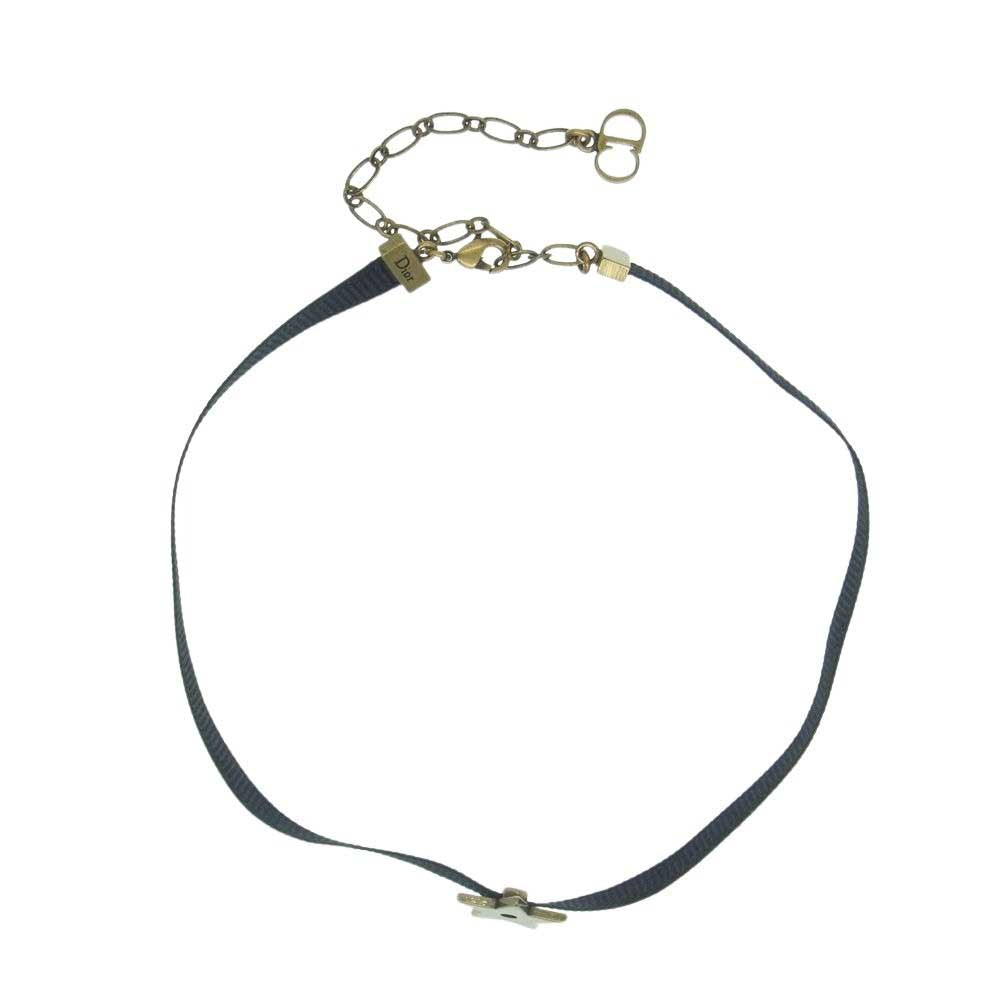 Dior ディオール CDロゴ スター チョーカー ネックレス ブラック系【中古】