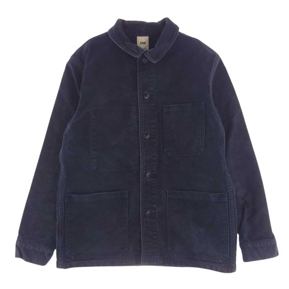 FOB FACTORY エフオービーファクトリー COTTON MOLESKIN コットン モールスキン カバーオール ワーク ジャケット ネイビー系 L【中古】