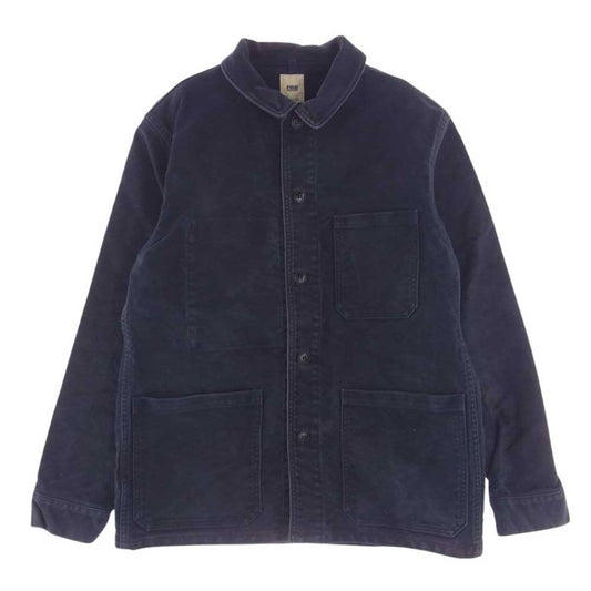 FOB FACTORY エフオービーファクトリー COTTON MOLESKIN コットン モールスキン カバーオール ワーク ジャケット ネイビー系 L【中古】