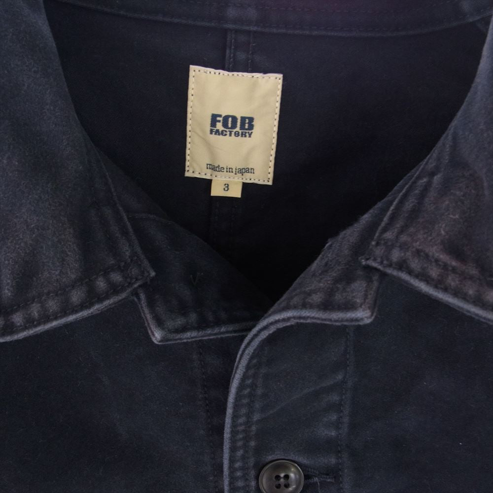 FOB FACTORY エフオービーファクトリー COTTON MOLESKIN コットン モールスキン カバーオール ワーク ジャケット ネイビー系 L【中古】