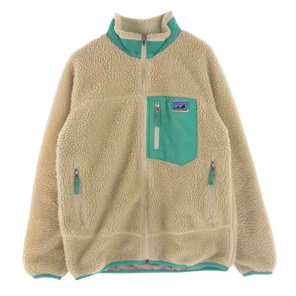 patagonia パタゴニア 11AW 65643 11年製 Kids Retro-X Jacket キッズ レトロX ボア フリース レトロパイル ジャケット  オフホワイト系 Kids XL (14)【中古】