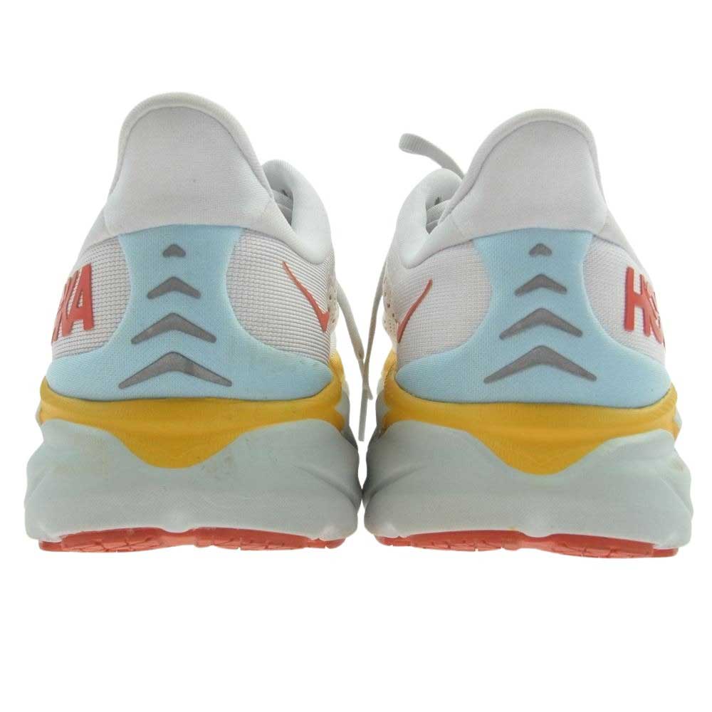 HOKA ONE ONE ホカ オネオネ 1121374 CLIFTON 8 WIDE クリフトン8 ワイド スニーカー ホワイト系 イエロー系 25cm【中古】