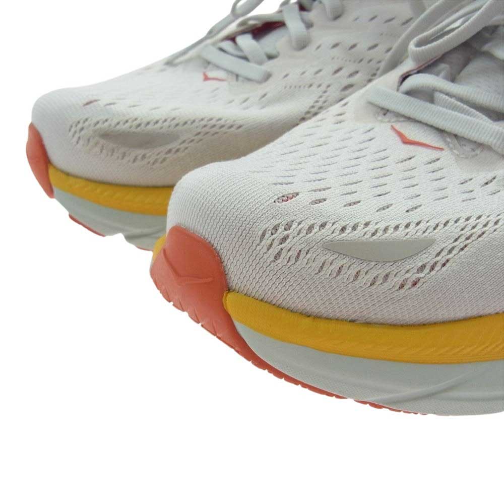 HOKA ONE ONE ホカ オネオネ 1121374 CLIFTON 8 WIDE クリフトン8 ワイド スニーカー ホワイト系 イエロー系 25cm【中古】
