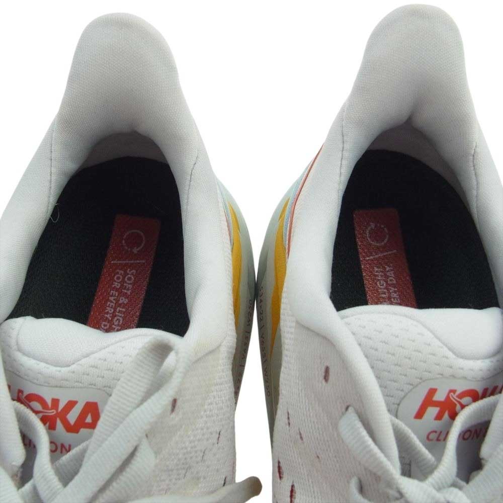 HOKA ONE ONE ホカ オネオネ 1121374 CLIFTON 8 WIDE クリフトン8 ワイド スニーカー ホワイト系 イエロー系 25cm【中古】