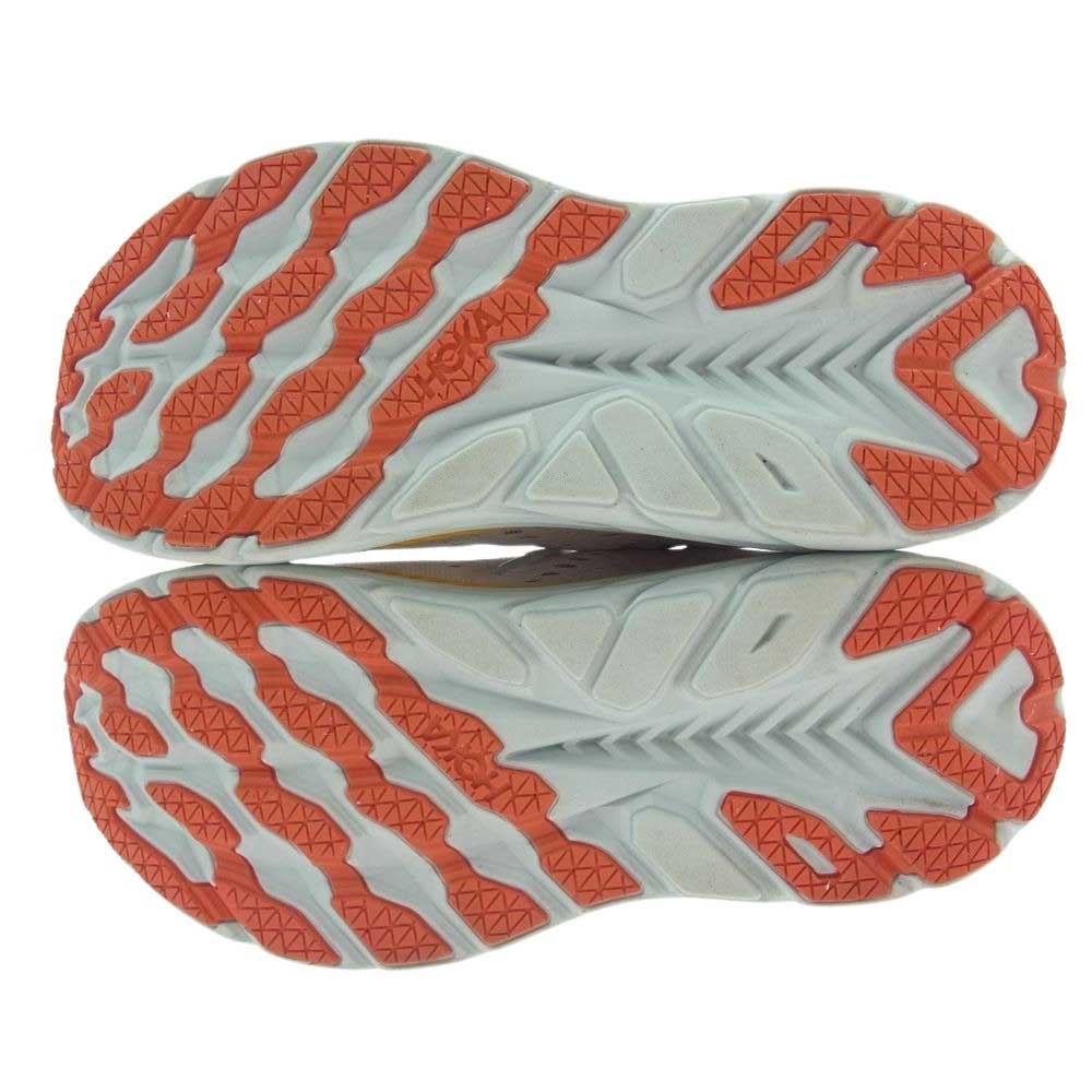 HOKA ONE ONE ホカ オネオネ 1121374 CLIFTON 8 WIDE クリフトン8 ワイド スニーカー ホワイト系 イエロー系 25cm【中古】