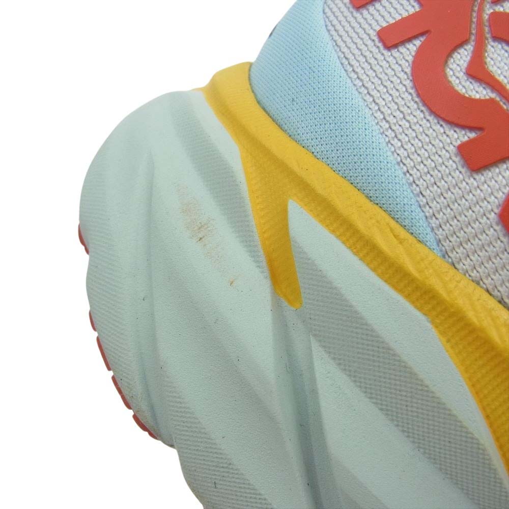 HOKA ONE ONE ホカ オネオネ 1121374 CLIFTON 8 WIDE クリフトン8 ワイド スニーカー ホワイト系 イエロー系 25cm【中古】