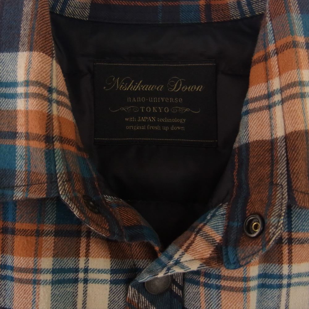 nano universe ナノユニバース NUC44DW0675TS 西川ダウン ダウンライニング チェック シャツジャケット マルチカラー系 S【中古】