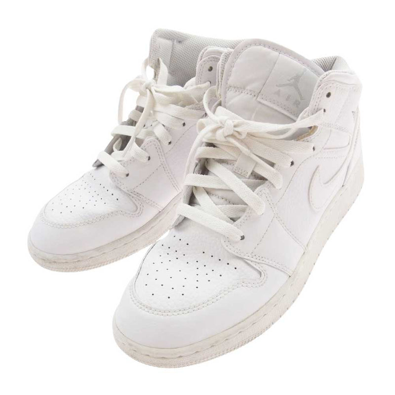 NIKE ナイキ GS Air Jordan 1 Mid GS エアジョーダン1 ミッド ハイカット スニーカー ホワイト系 24.5cm【中古】