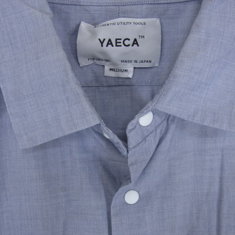 YAECA ヤエカ 14113 COMFORT SHIRT コンフォート スナップボタン シャツ ブルー系 M【中古】