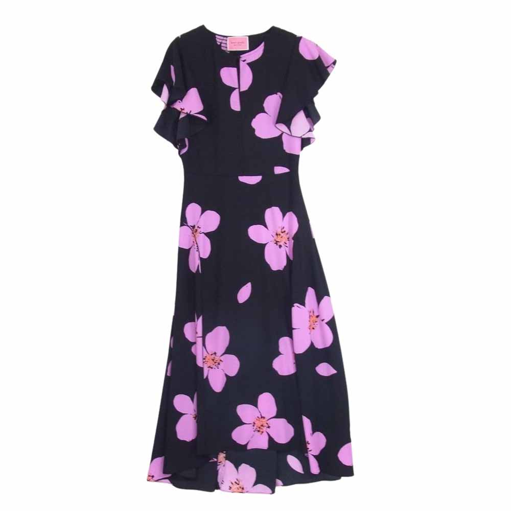 Kate Spade ケイトスペード フラワー 花柄 半袖 ワンピース ブラック系【中古】