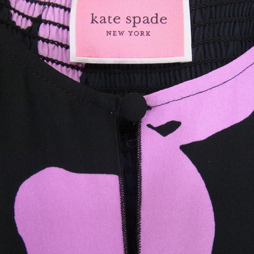 Kate Spade ケイトスペード フラワー 花柄 半袖 ワンピース ブラック系【中古】