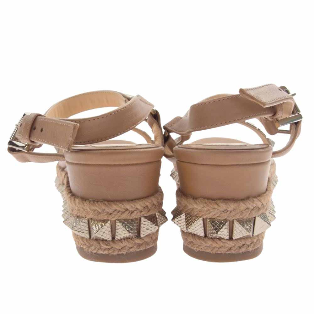 Christian Louboutin クリスチャンルブタン 1180559 PYRACLOU 60 ピラクロウ スタッズ レザー サンダル ベージュ系 37【中古】