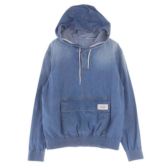 GIVENCHY ジバンシィ BMJ02H50BB　 ハーフボタン デニム ロゴパッチ フーディー パーカー ブルー系 S【中古】