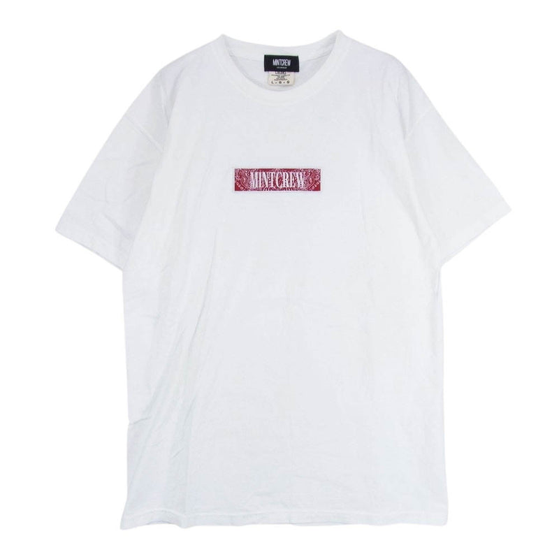 ミントクルー ペイズリー ボックス ロゴ 半袖 Tシャツ ホワイト系 L【中古】