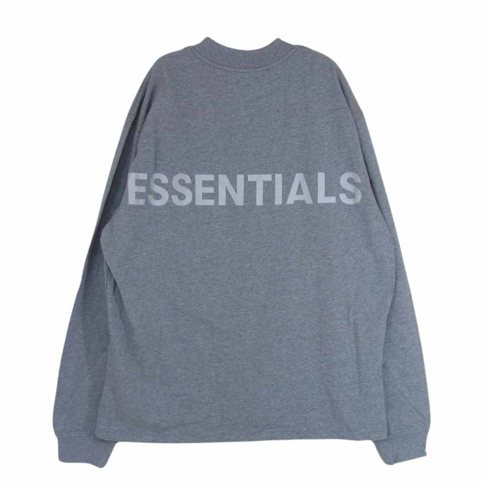 FEAR OF GOD フィアオブゴッド FOG ESSENTIALS リフレクティブ ロゴ バックプリント ハイネック 長袖 カットソー グレー系 L【中古】