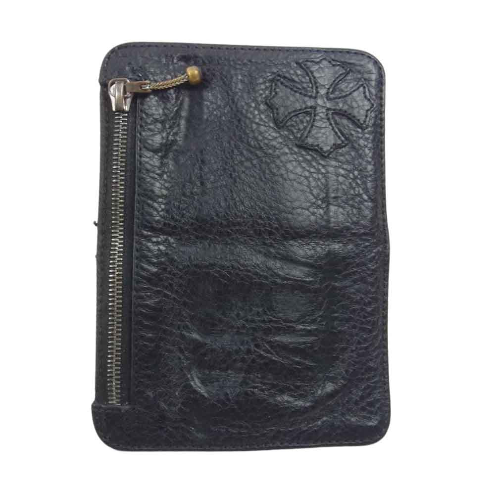 CHROME HEARTS クロムハーツ（原本無） BANK ROBBER バンクローバー 3セメタリークロスパッチ ラウンドジップ ウォレット  ブラック系【中古】