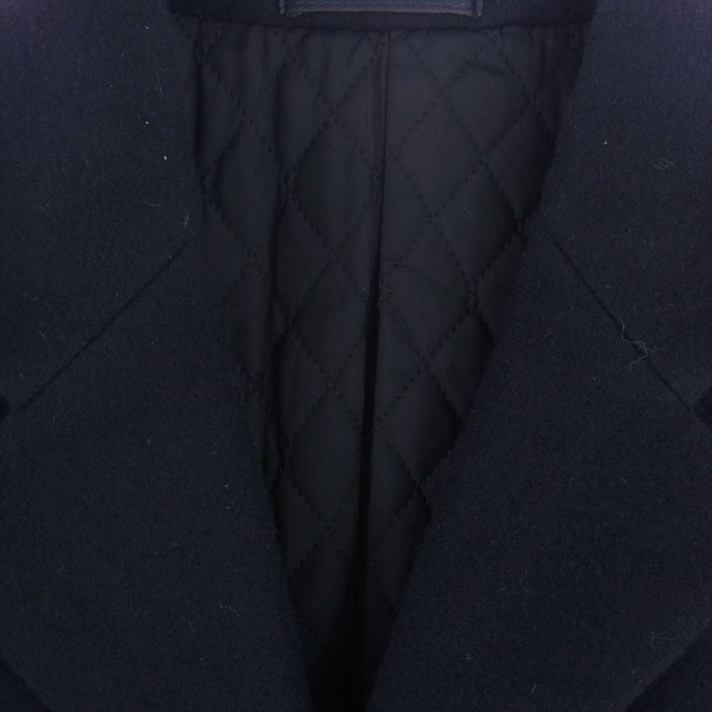 COMME des GARCONS HOMME PLUS コムデギャルソンオムプリュス 92AW アーカイブ ヴィンテージプリュス PJ-05089M 袖フェイクレザー切替 キルティング ウール ジャケット ネイビー系 ブラック系 M【中古】