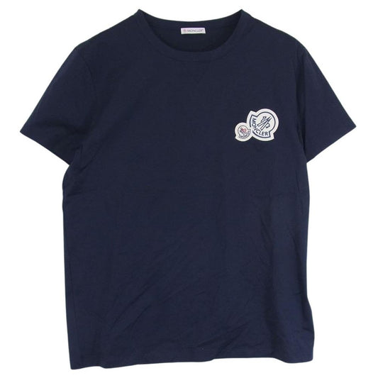 MONCLER モンクレール MAGLIA T-SHIRT マグリア 胸ロゴ ワッペン 半袖 Tシャツ ネイビー系 M【美品】【中古】