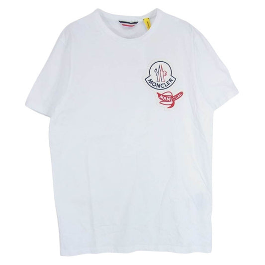 MONCLER モンクレール × MAMIWATA マミワタ MAGLIA T-SHIRT マグリア 胸ロゴ ワッペン 半袖 Tシャツ ホワイト系 S【中古】