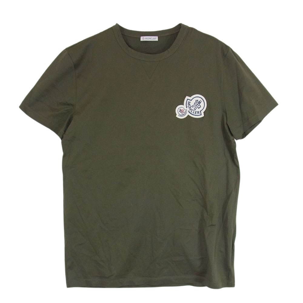 MONCLER モンクレール MAGLIA T-SHIRT マグリア 胸ロゴ ワッペン 半袖 Tシャツ カーキ系 M【美品】【中古】