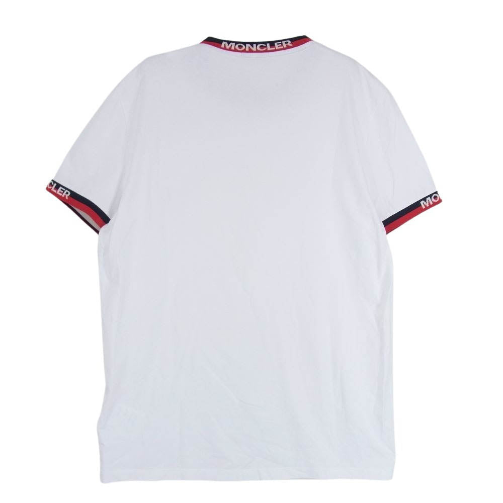MONCLER モンクレール MAGLIA T-SHIRT マグリア ロゴ ジャガード リブ ストレッチコットン モックネック 半袖 Tシャツ ホワイト系 M【中古】