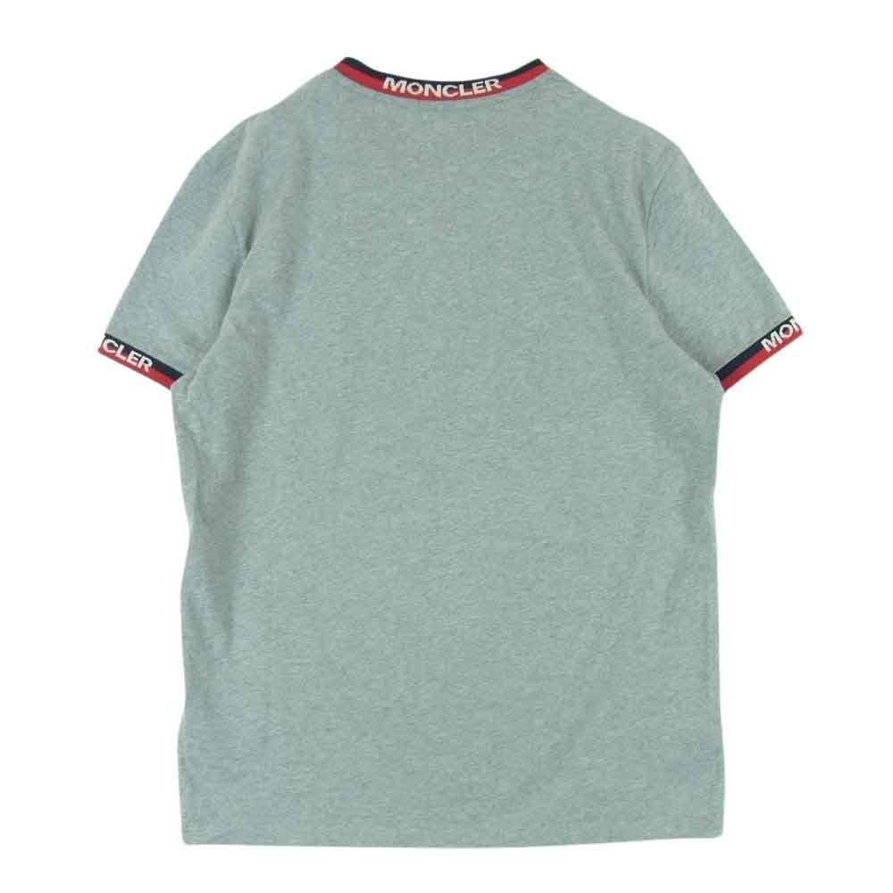 MONCLER モンクレール MAGLIA T-SHIRT マグリア ロゴ ジャガード リブ ストレッチコットン モックネック 半袖 Tシャツ グレー系 M【中古】