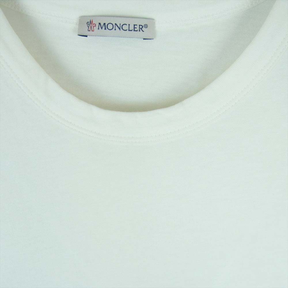 MONCLER モンクレール MAGLIA T-SHIRT マグリア パイル ビッグロゴ ワッペン 半袖 Tシャツ オフホワイト系 M【中古】