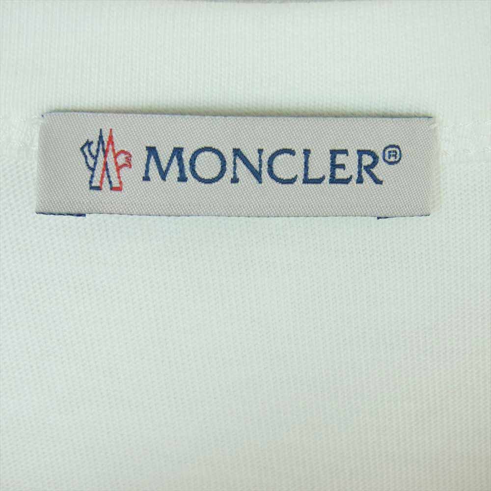 MONCLER モンクレール MAGLIA T-SHIRT マグリア パイル ビッグロゴ ワッペン 半袖 Tシャツ オフホワイト系 M【中古】
