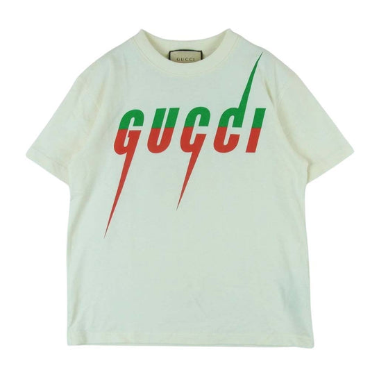 GUCCI グッチ 19SS Blade Print Tee ブレードプリント ロゴ 半袖 Tシャツ オフホワイト系 クリーム色系 XS【美品】【中古】