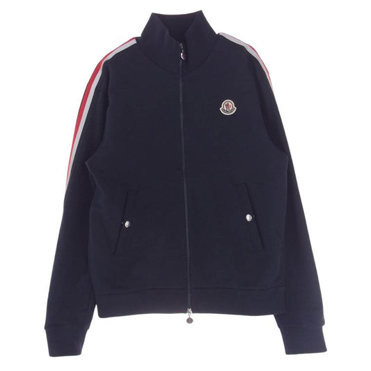 MONCLER モンクレール MAGLIA CARDIGAN マグリア カーディガン ロゴ 袖ライン トラック ジャケット グレー ネイビー系 M【中古】