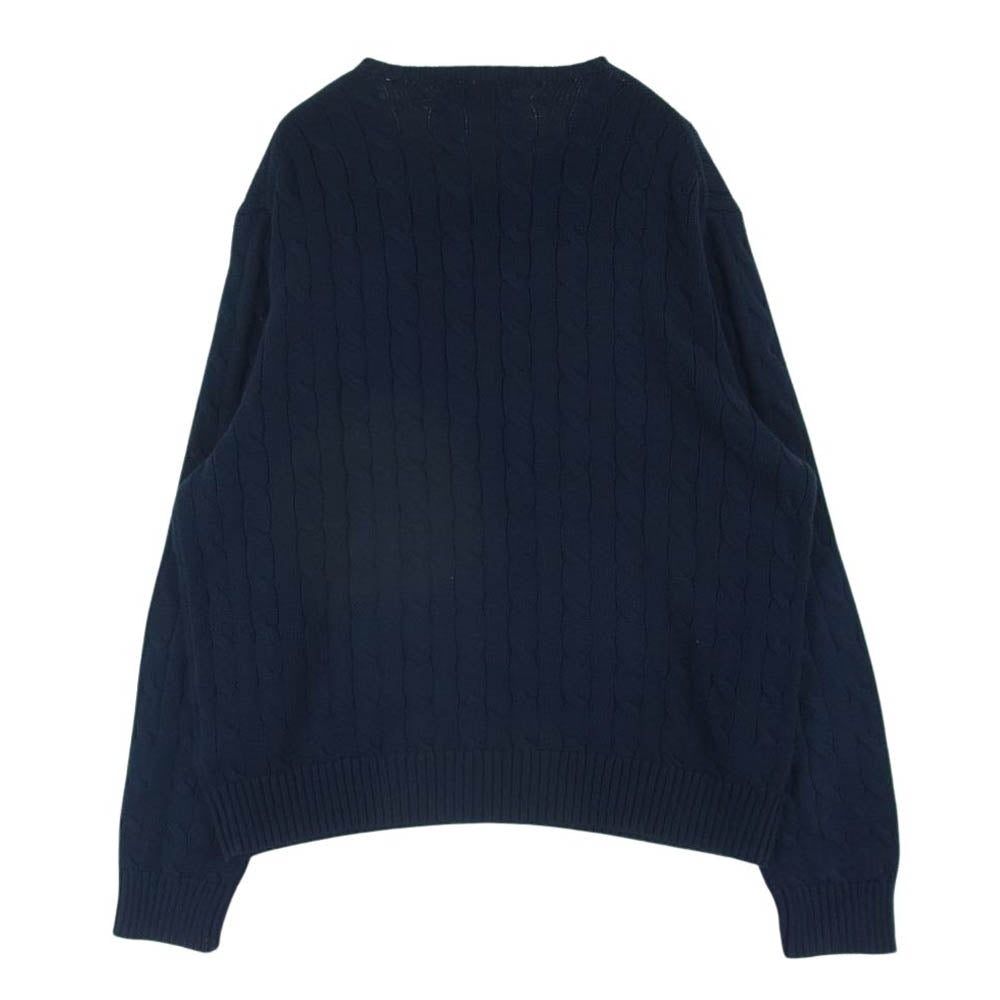 POLO RALPH LAUREN ポロ・ラルフローレン RLMWB-GLC23 ロゴ刺繍 ケーブル ニット セーター ネイビー系 XL【中古】
