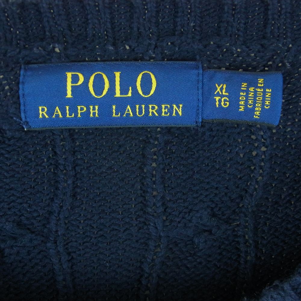 POLO RALPH LAUREN ポロ・ラルフローレン RLMWB-GLC23 ロゴ刺繍 ケーブル ニット セーター ネイビー系 XL【中古】