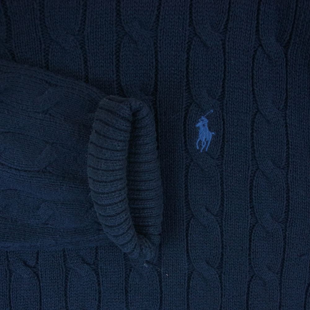 POLO RALPH LAUREN ポロ・ラルフローレン RLMWB-GLC23 ロゴ刺繍 ケーブル ニット セーター ネイビー系 XL【中古】