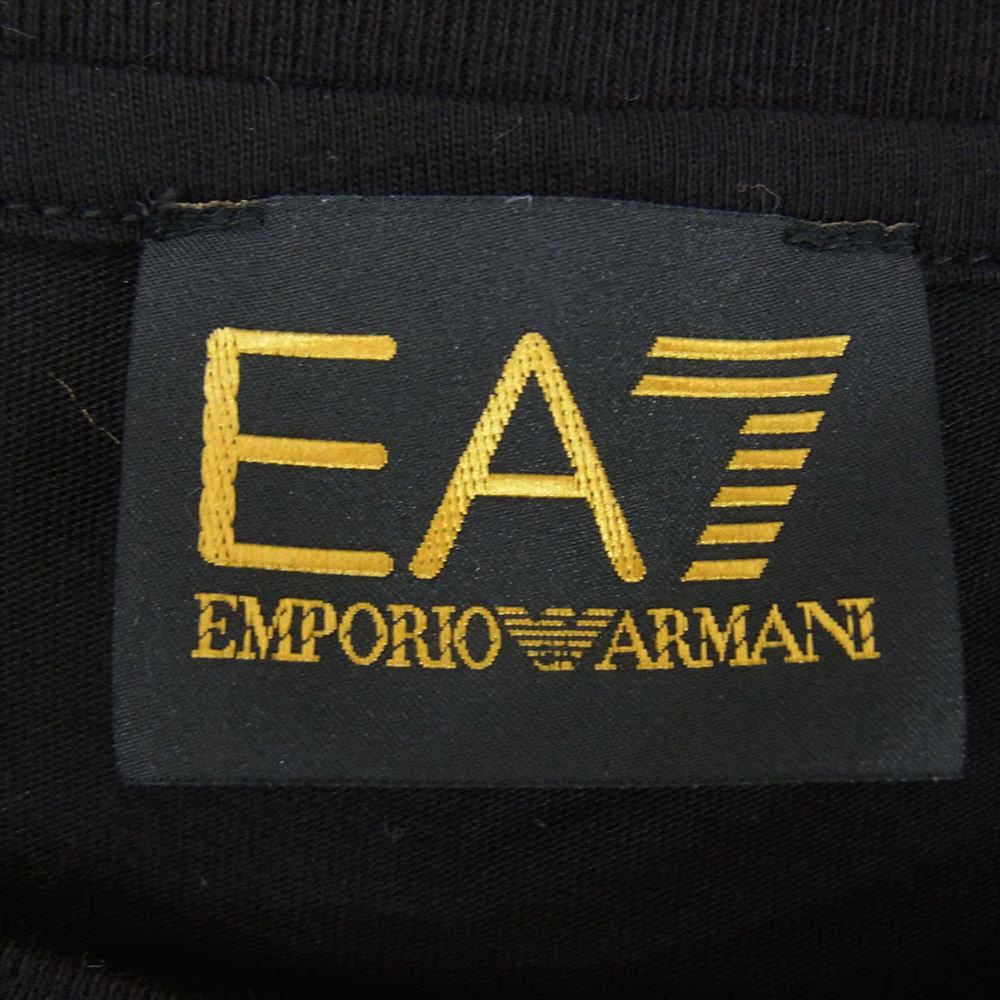 Emporio Armani エンポリオ・アルマーニ 6LPT14 PJM9Z ラバーパッチ ロゴ プリント 長袖 ロングスリーブ Tシャツ カットソー ブラック系 XL【中古】