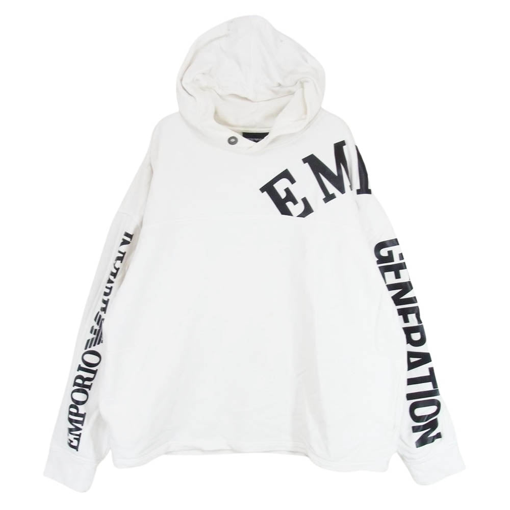 Emporio Armani エンポリオ・アルマーニ 6H1MM9 1JQKZ ロゴ ラバーパッチ パーカー フーディー  ホワイト系 XL【中古】