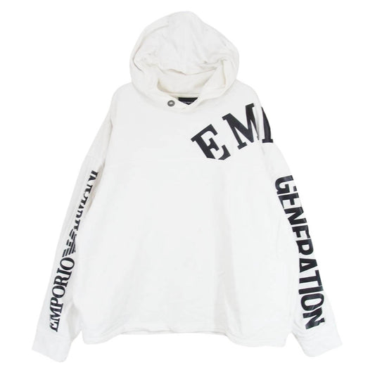 Emporio Armani エンポリオ・アルマーニ 6H1MM9 1JQKZ ロゴ ラバーパッチ パーカー フーディー  ホワイト系 XL【中古】