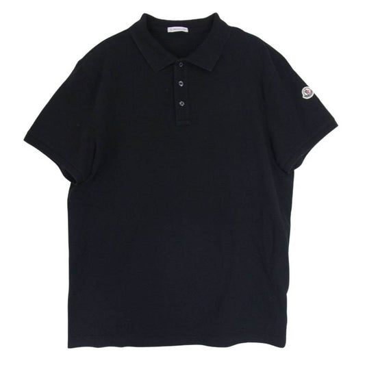 MONCLER モンクレール G10918A70510　 MAGLIA POLO MANICA CORTA ロゴワッペン 襟ロゴ 半袖 ポロシャツ ブラック系 XL【中古】