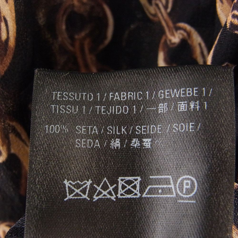 BALENCIAGA バレンシアガ 19AW 582850 チェーン 総柄 シルク 長袖 ロング ワンピース 裾アシンメトリー  ブラック系 40【美品】【中古】